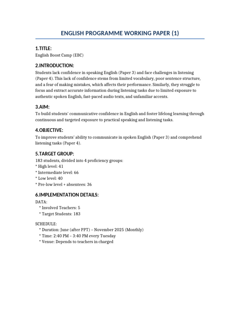 English Boost Camp: Enhancing Speaking Skills | PDF | English Language ...