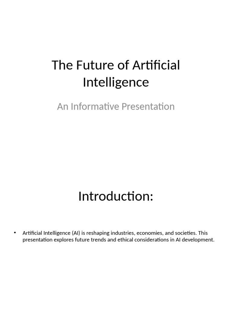 The Future Of Artificial Intelligence Pdf