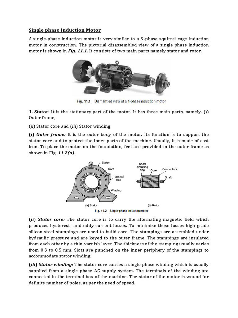 Single Phase Induction Motor Overview | PDF | Electric Motor | Magnetism
