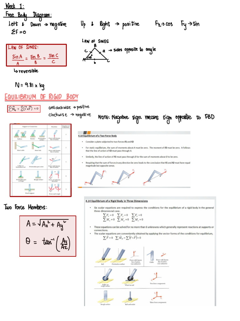 Rigid Body Equilibrium and Forces Analysis | PDF | Space