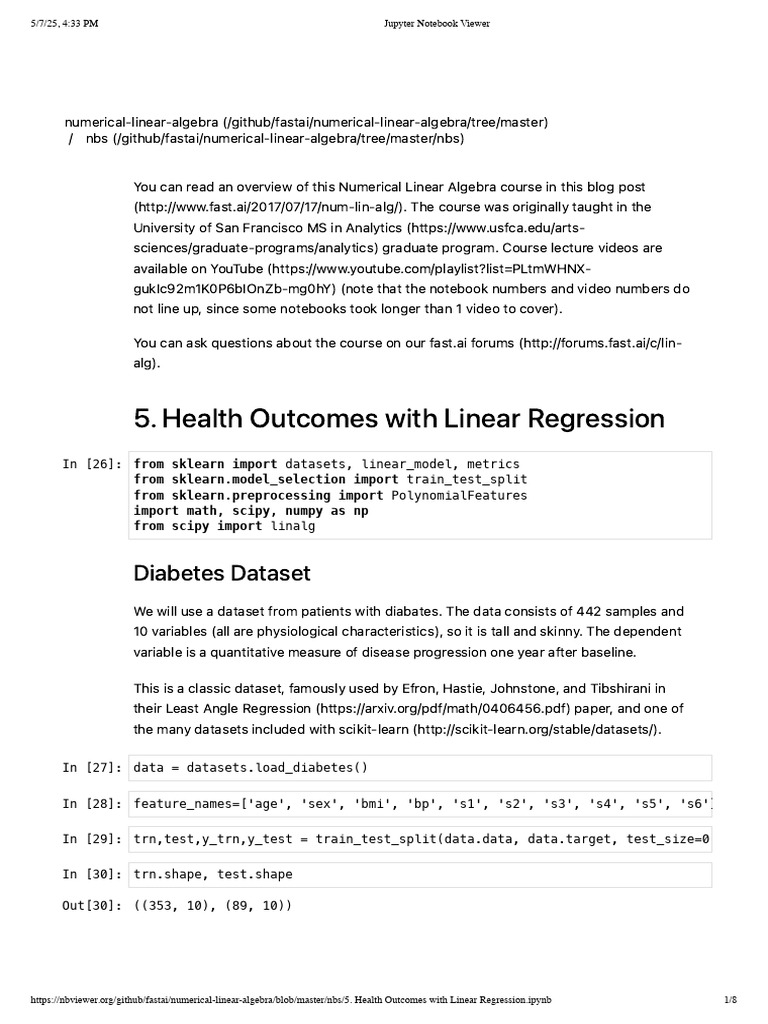 Health Outcomes via Linear Regression | PDF | Linear Regression | Loss ...