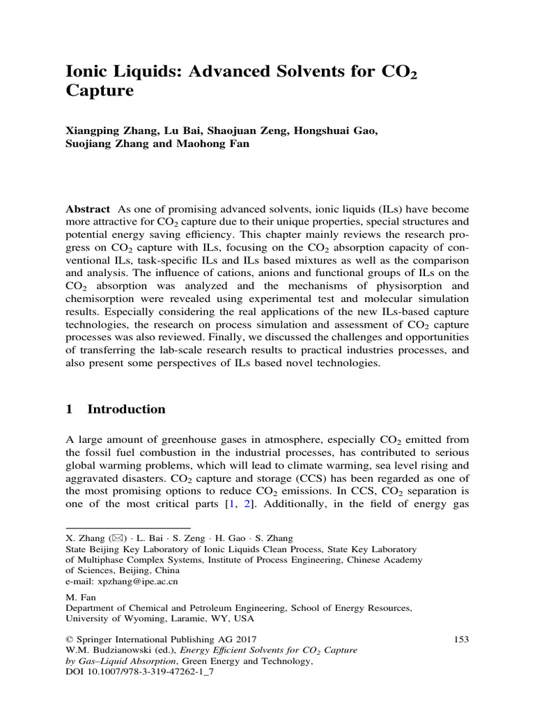Ionic Liquids for CO2 Capture Solutions | PDF | Adsorption | Carbon Dioxide