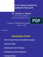 The Use of Content Analysis in Quantitative Research