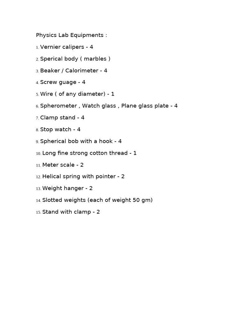 Physics Lab Equipments-1 | PDF