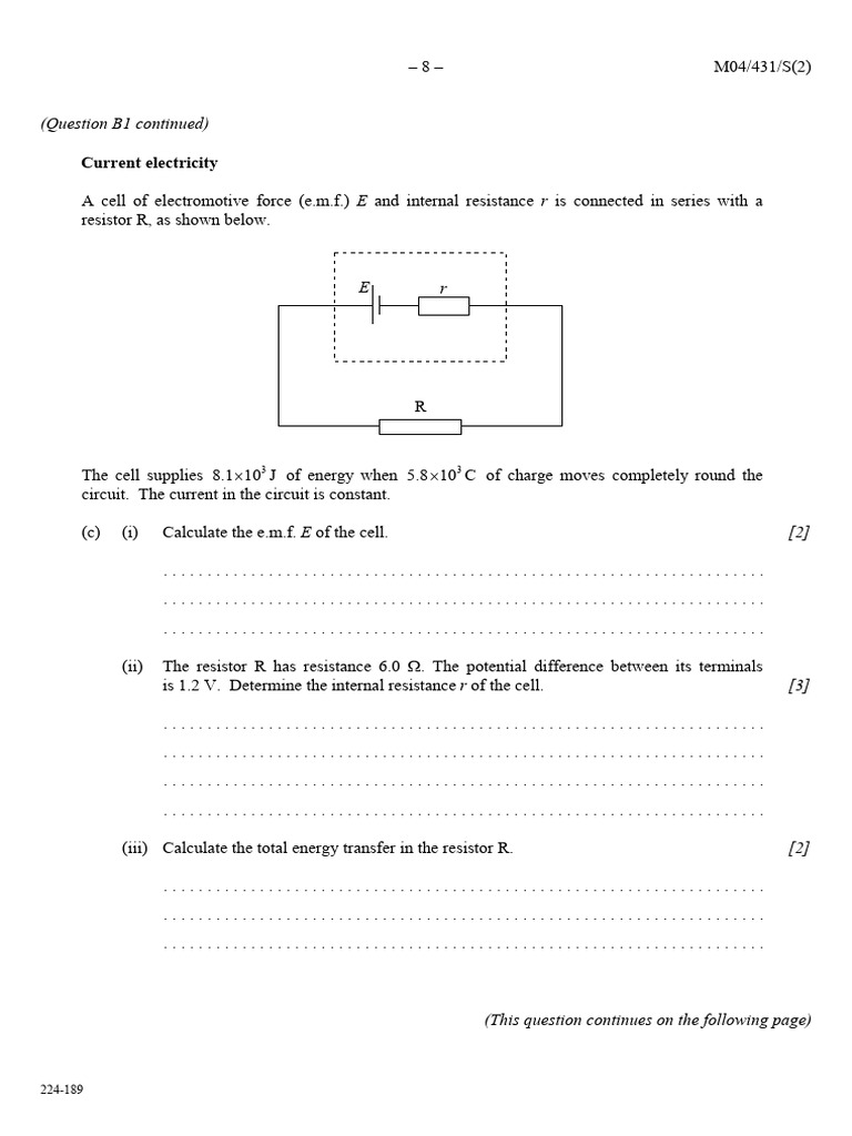 Current Electricity Calculations and Concepts | PDF | Electric Current ...