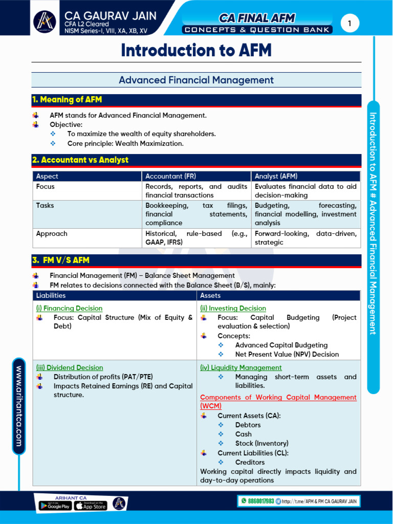 Understanding Advanced Financial Management | PDF | Valuation (Finance ...