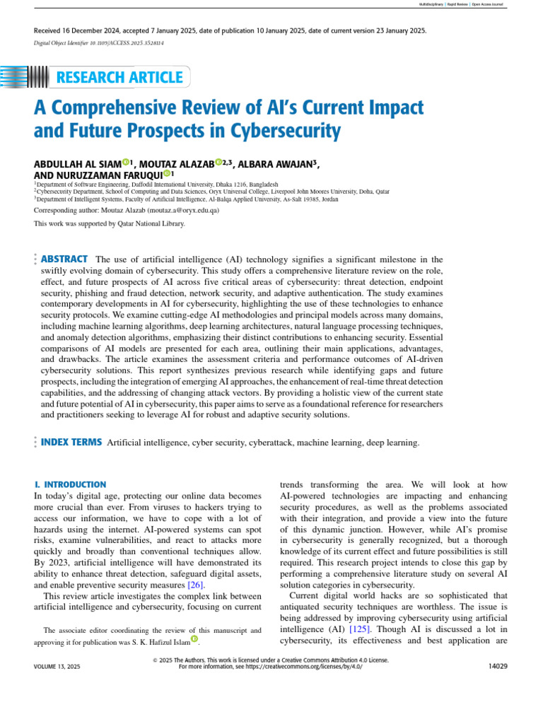 AI's Role in Cybersecurity: A Review | PDF | Security | Computer Security