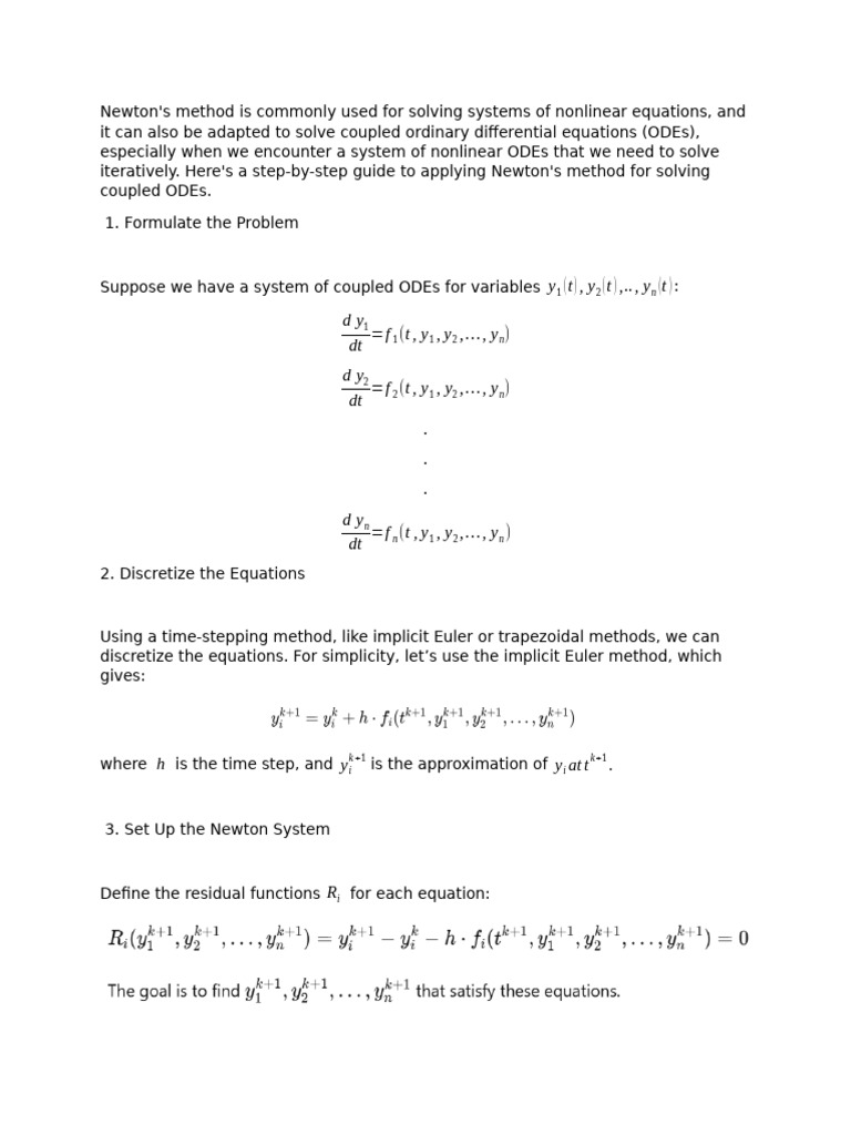 Newton's Method for Coupled ODEs Guide | PDF