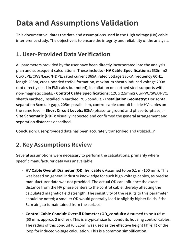 HV Cable Study Data Validation Report | PDF | Magnetic Field ...
