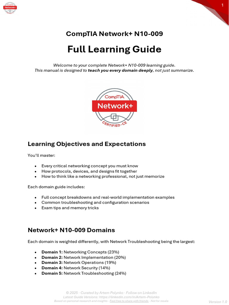 CompTIA Network+ N10-009 Study Guide | PDF | Computer Network | Ip Address