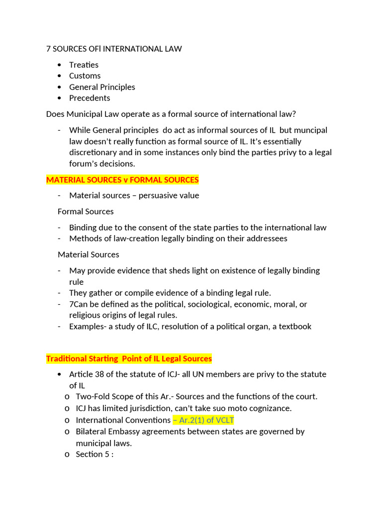 Sources of International Law Explained | PDF | Treaty | International Law