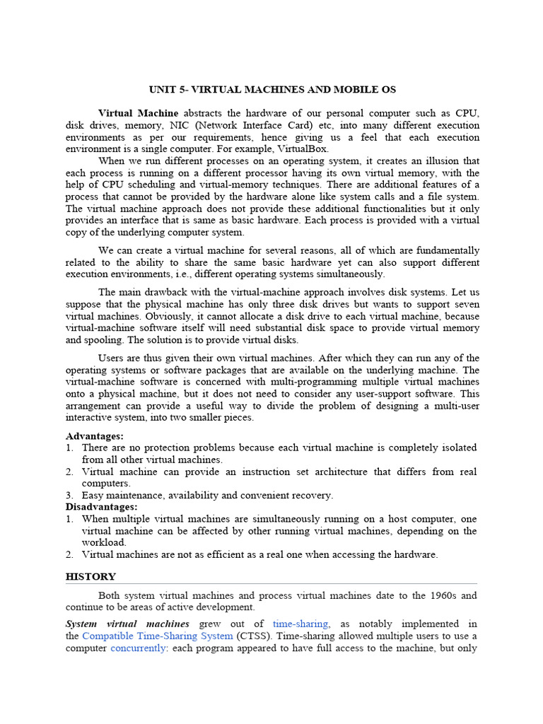 8.OS-AL3452 - Notes - Unit 5 - Virtual Machines and Mobile OS | PDF ...