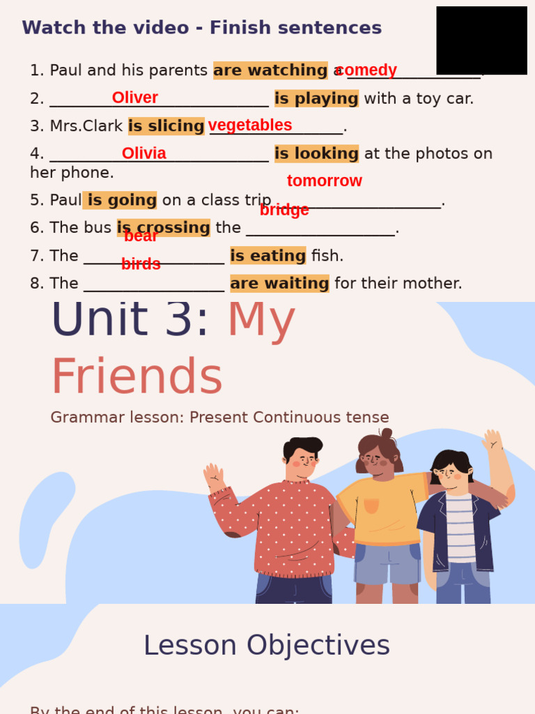 Present Continuous Tense Practice | PDF | Syntax | Chess