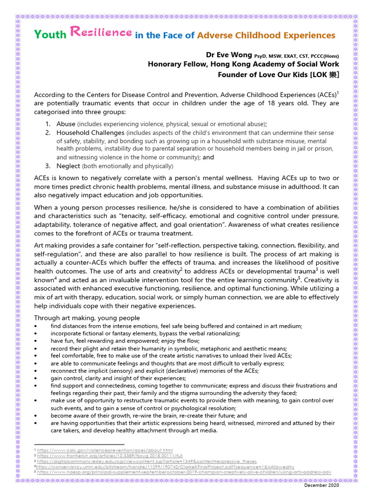 Youth Resilience in The Face of Adverse Childhood Experiences | PDF ...