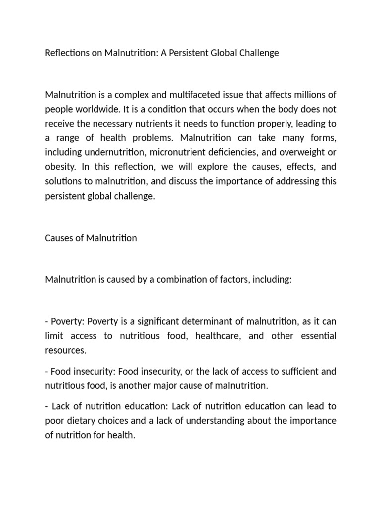 Understanding Global Malnutrition Issues | PDF | Malnutrition | Human ...