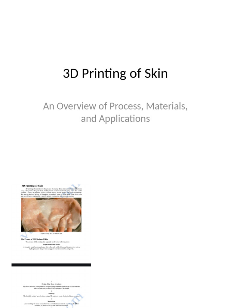 3D Printing of Skin Presentation | PDF
