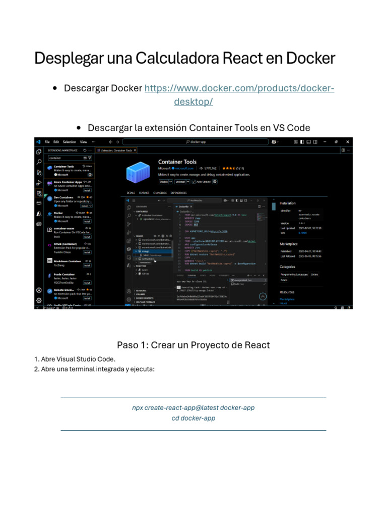 Despliega Calculadora React en Docker | PDF | Ingeniería de software