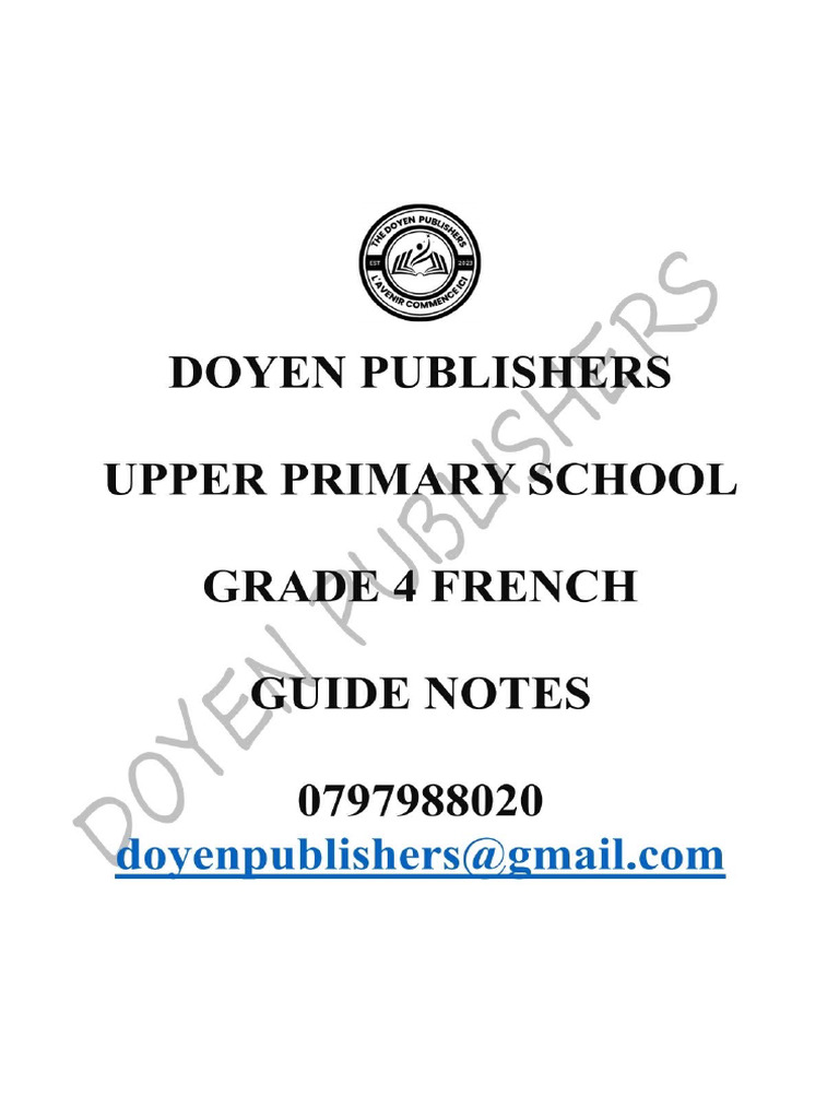 Grade 4 French Teaching Notes | PDF