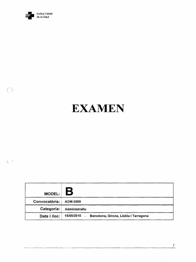 1r. Exercici - Test Model B Adm 2009 | PDF