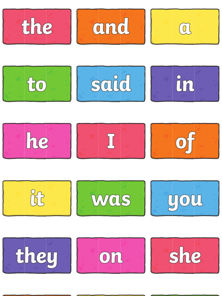 PDF 100 High Frequency Words On Multicoloured Bricks Ver 3 | PDF