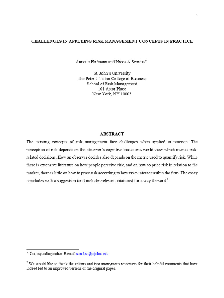 Risk Management Challenges Explained | PDF | Risk | Heuristic