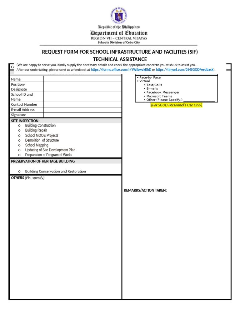 School Infrastructure Assistance Request | PDF