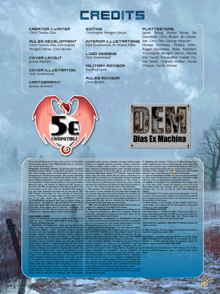 Ultramodern5 Open Game License Guide | PDF | Copyright | License