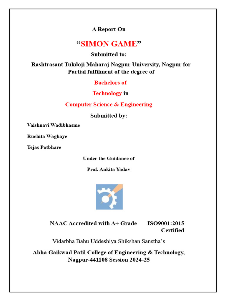Web-Based Simon Game Project Report | PDF | Document Object Model | Html