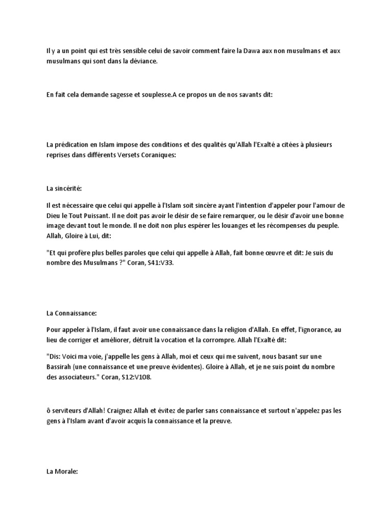 Comment Faire La Dawa Appeler Les Gens A L Islam Allah Coran