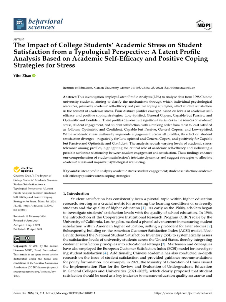 Academic Stress and Student Satisfaction Analysis | PDF | Self Efficacy ...