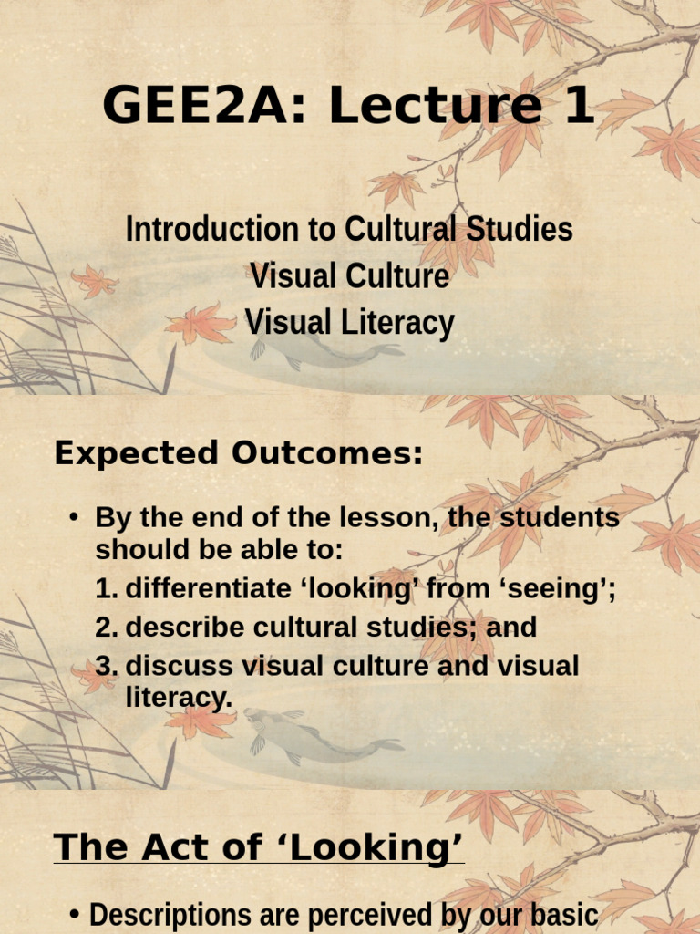 Lecture 1 - Intro To Visual Art | PDF | Perception | Cultural Studies