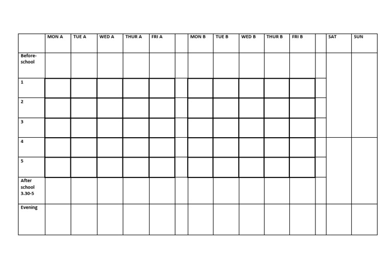 Blank Timetable Template | PDF