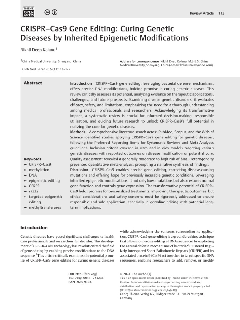 Crispr Cas9 Gene Editing: Curing Genetic Diseases by Inherited ...