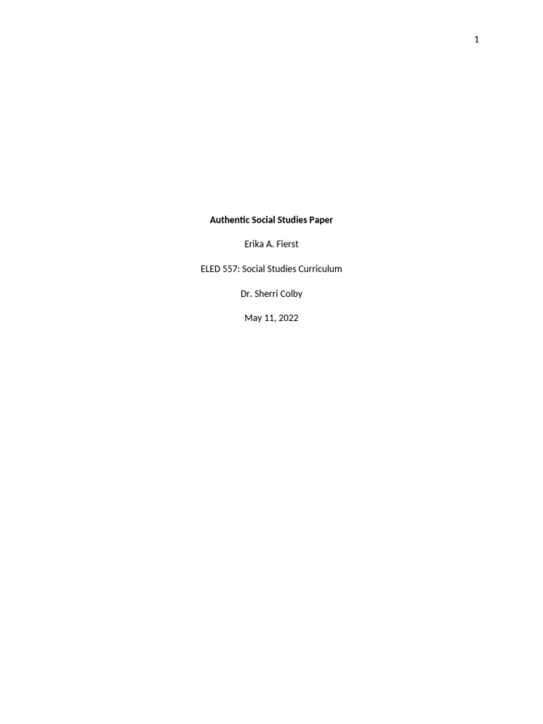 Authentic Social Studies Paper | PDF