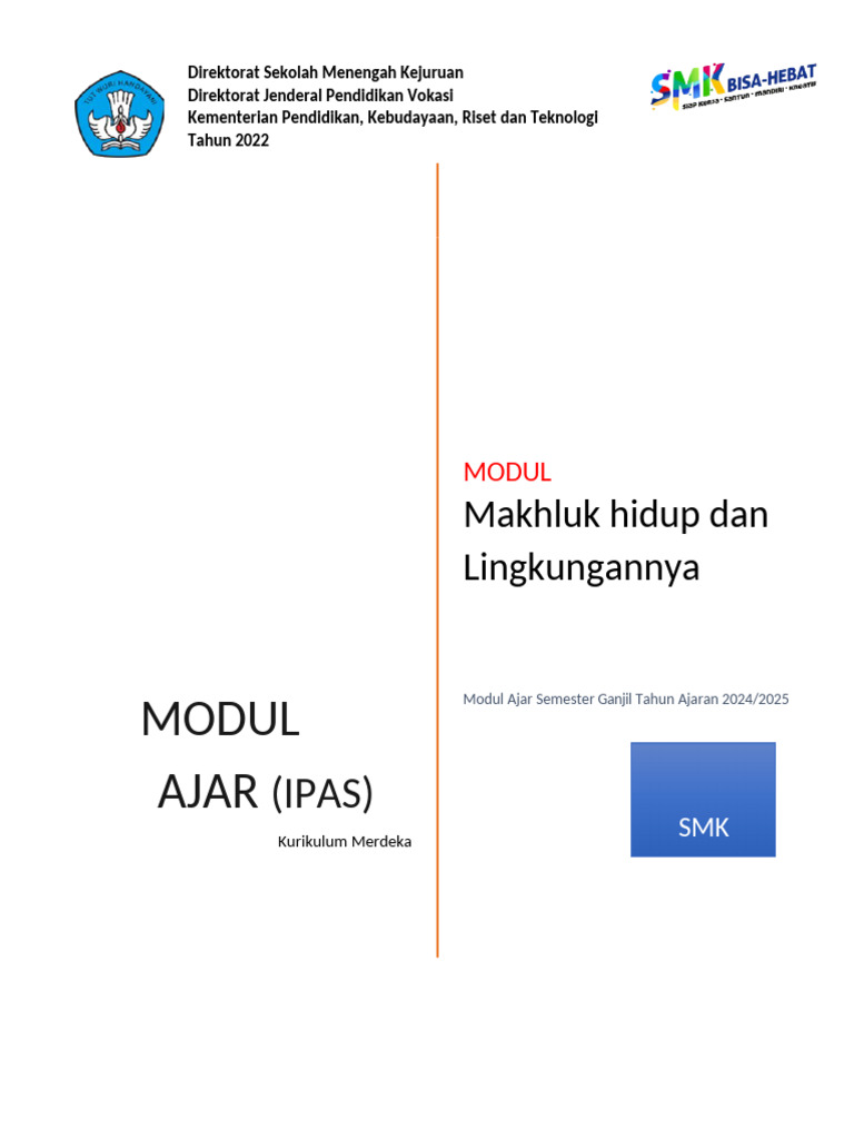 Modul Ajar Makhluk Hidup SMK Kelas X | PDF