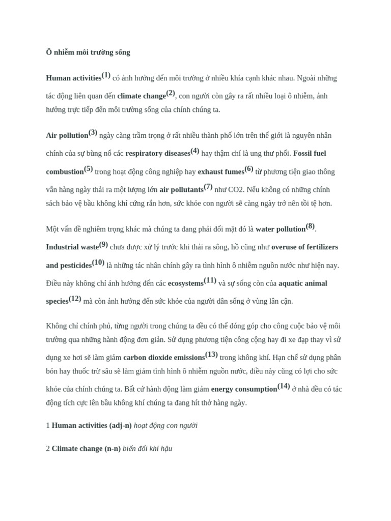 Unit 6 - Environment - Writing Task 2 | PDF | Air Pollution | Waste