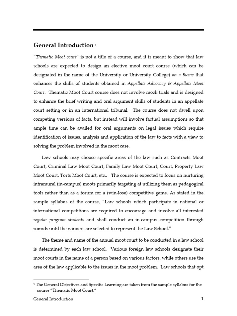 Thematic Moot Court Course Overview | PDF | Justice | Crime & Violence