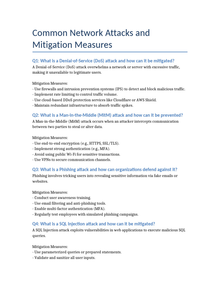 Network Attack Mitigation Strategies | PDF