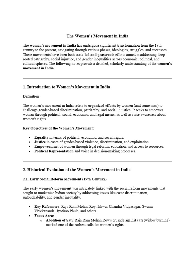 Evolution of Women's Movement in India | PDF | Gender Studies | Feminism