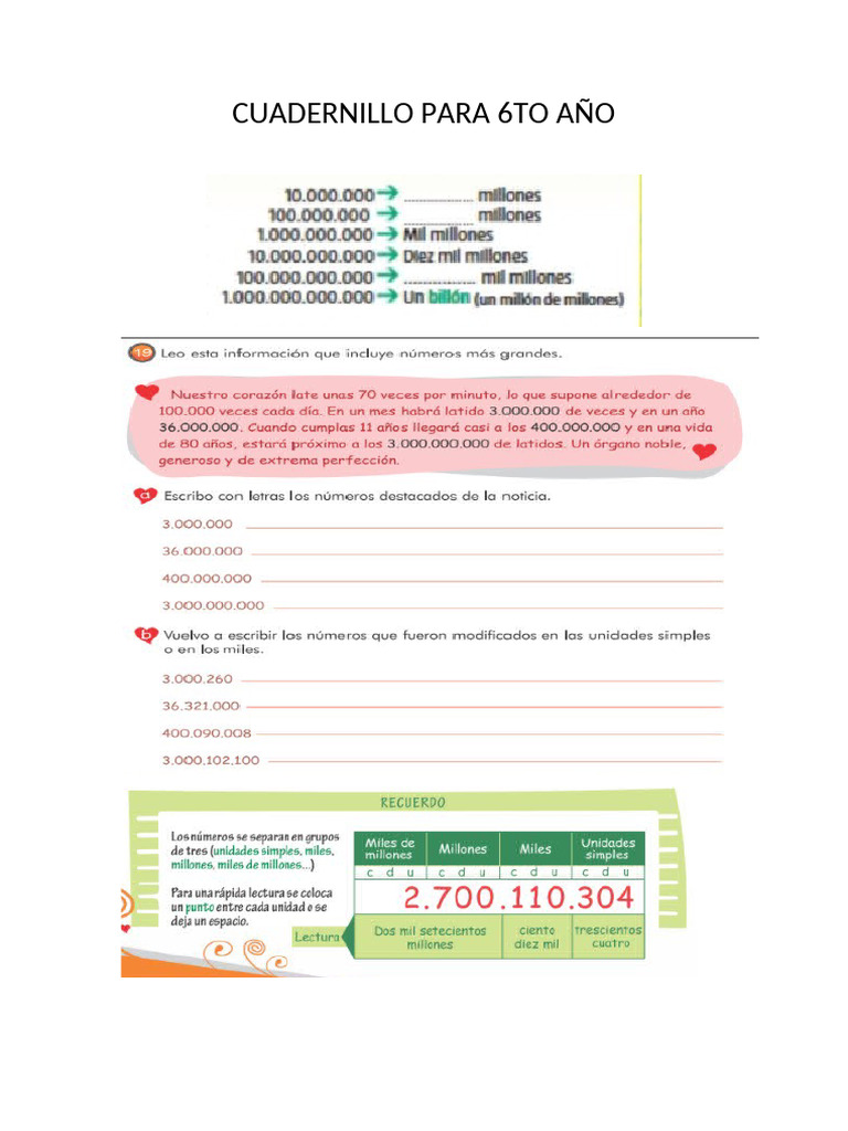 Cuadernillo para 6to Año | PDF