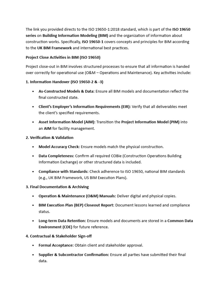 ISO 19650 BIM Project Close-Out Guide | PDF | Building Information ...