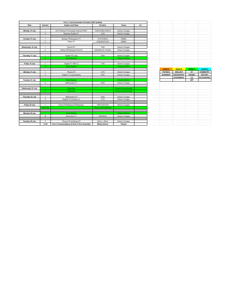 IEB July Exam Schedule 2025 | PDF | Inquiry | Science