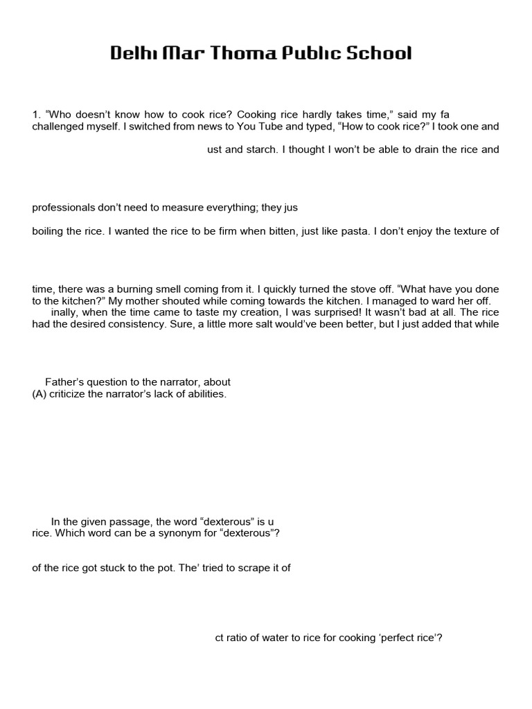 Unseen Passage Practice for Class 9 | PDF | Snow | Adverb