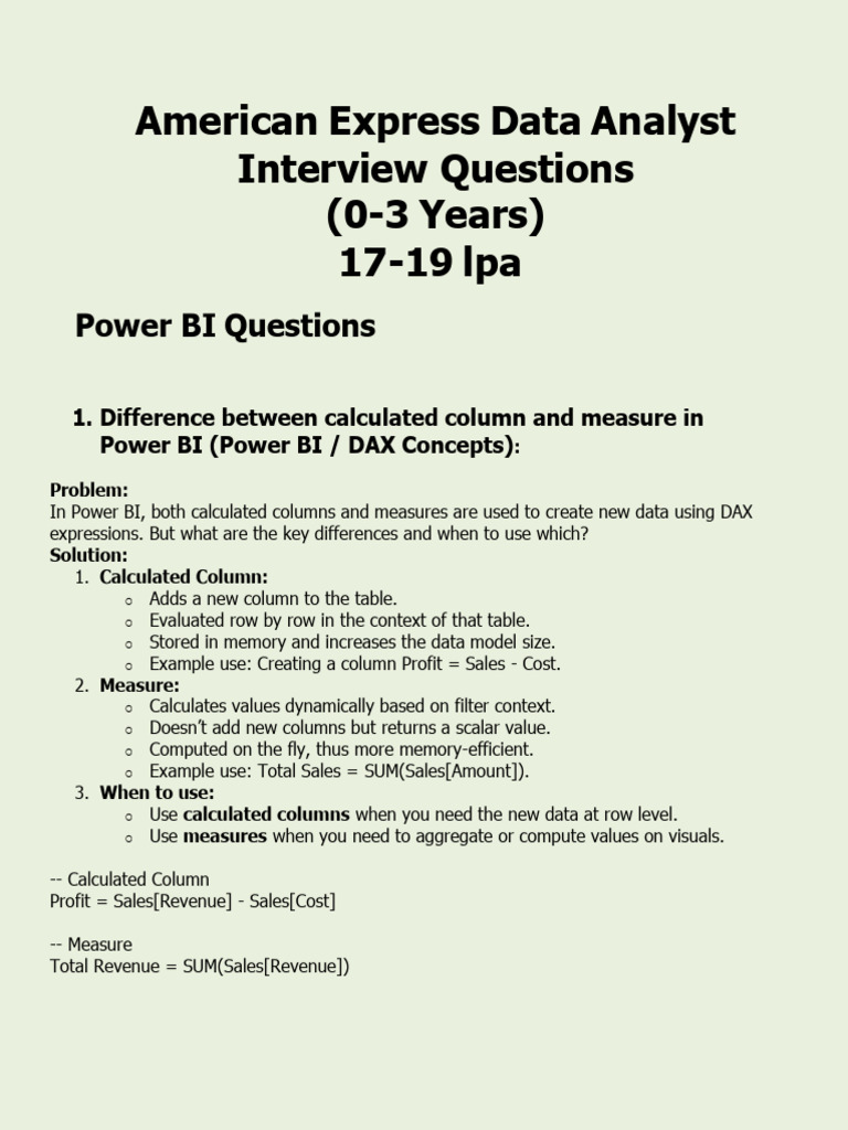 Power BI Data Analyst Interview Guide | PDF | Data Analysis ...