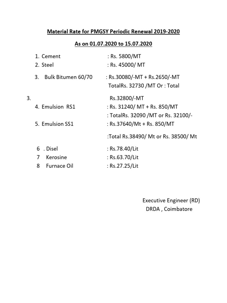 Material Rates | PDF