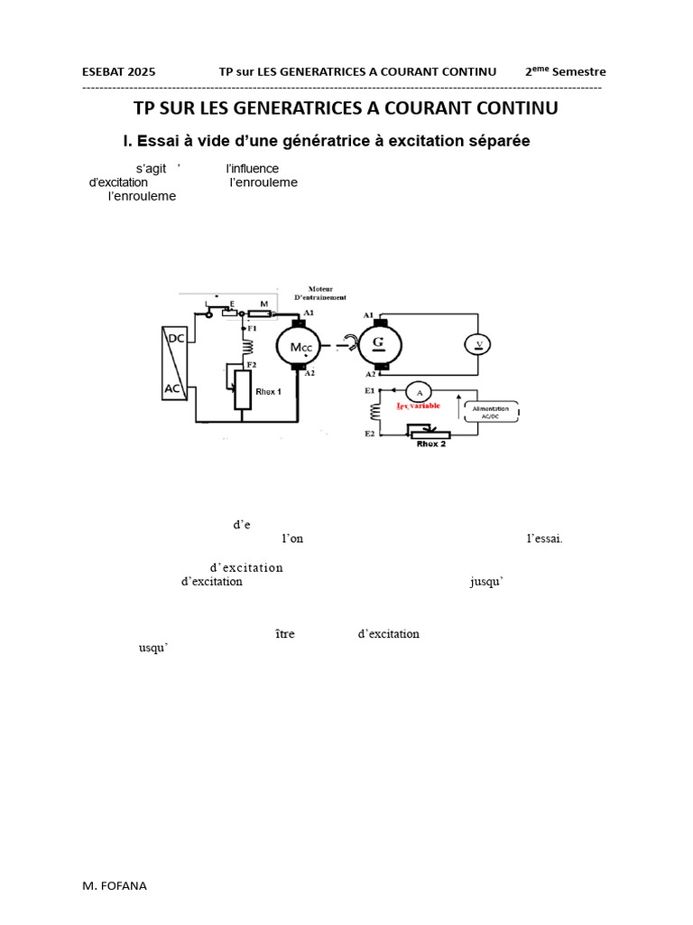 Essai sur Génératrices à Courant Continu | PDF | Générateur électrique ...