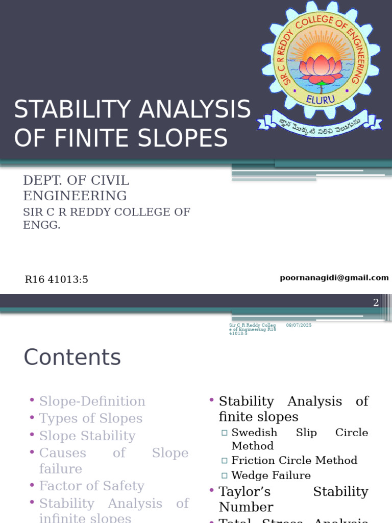 Finite Slope Stability Analysis Techniques | PDF | Circle | Force