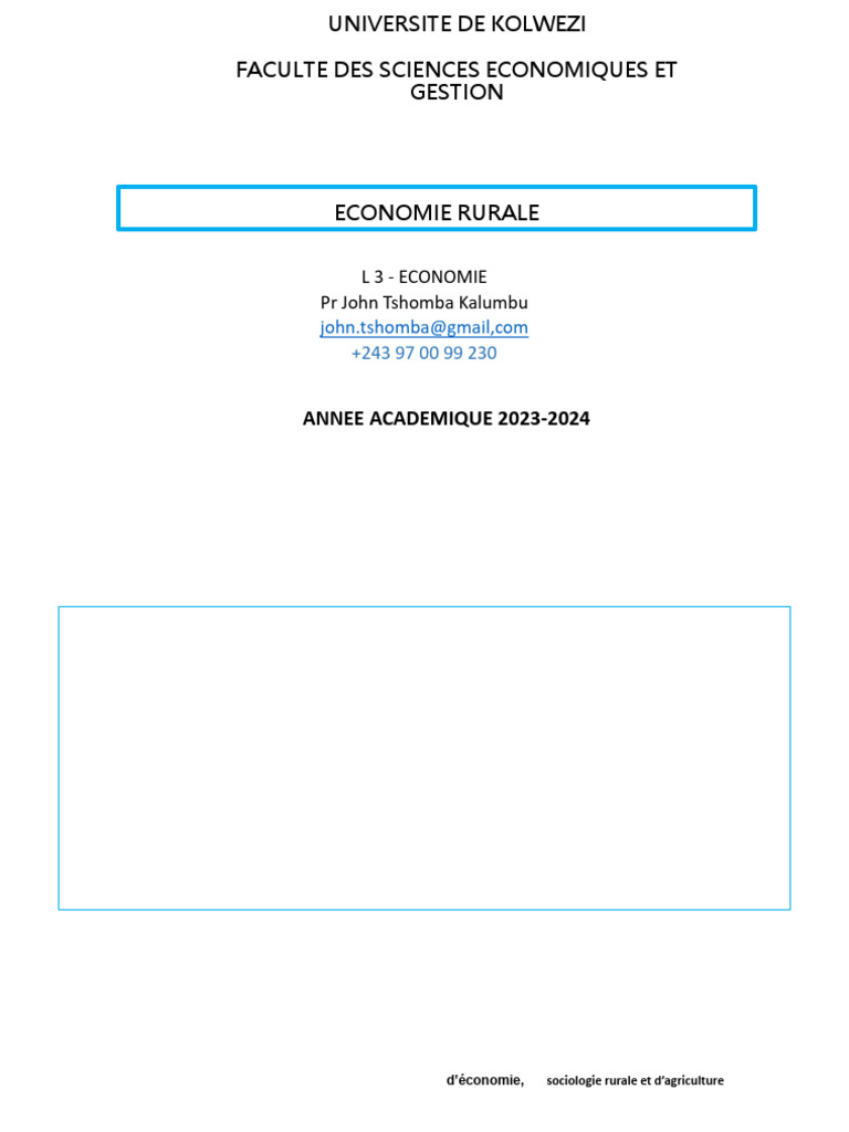 Économie Rurale : Concepts et Défis | PDF | Économie agricole | Économie