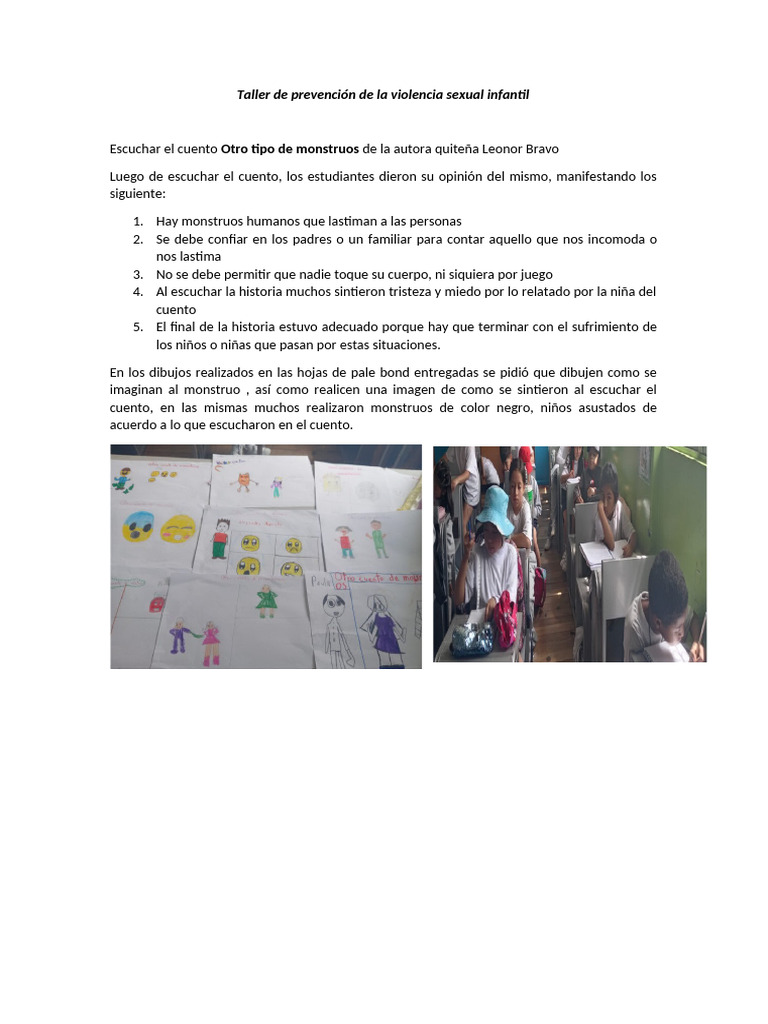 Taller de Prevención de La Violencia Sexual Infantil | PDF