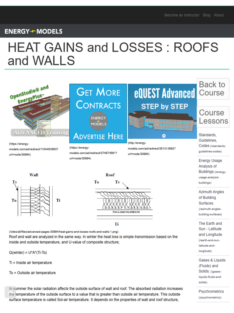 Heat Gains and Losses in Roofs/Walls | PDF | Atmosphere Of Earth | Heat ...